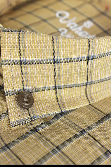 Varetta Men's Checked Mustard Long Sleeve Classic Cut Collar Buttoned Shirt - photo 3