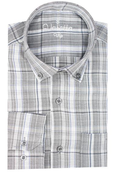 Varetta Men's Gray Checked Long Sleeve Classic Cut Collar Buttoned Shirt - photo 3