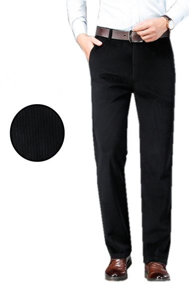 Varetta Men's Black Winter Velvet Slim Fit Pocket Classic Cut Trousers - photo 1