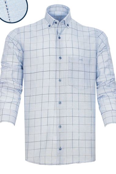 Varetta Men's Sky Blue Checked Long Sleeve Classic Cut Collar Buttoned Shirt - photo 2