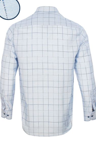 Varetta Men's Sky Blue Checked Long Sleeve Classic Cut Collar Buttoned Shirt - photo 3