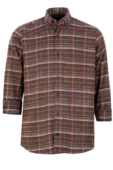 Varetta Men's Brown Checkered Classic Cut Winter Shirt - photo 2