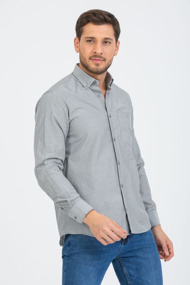 Varetta Men's Gray Striped Sleeve Classic Cut Collar Buttoned Shirt - photo 2