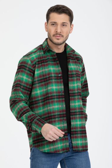 قميص Varetta الرجالي الأخضر Lumberjack Checkered Winter Lumberjack - صورة 1