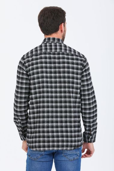 Varetta Men's Black Checkered Classic Cut Collar Buttoned Winter Shirt - photo 4