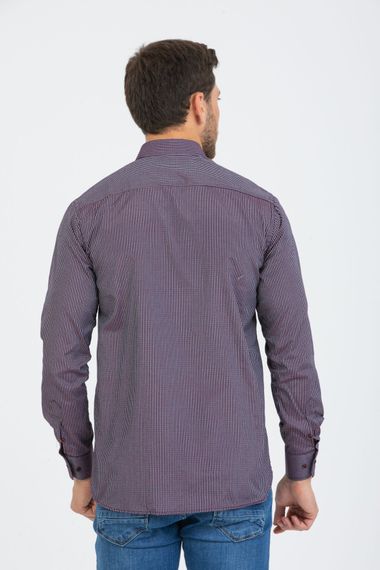 Varetta Men's Plum Striped Sleeve Classic Cut Collar Buttoned Shirt - photo 3