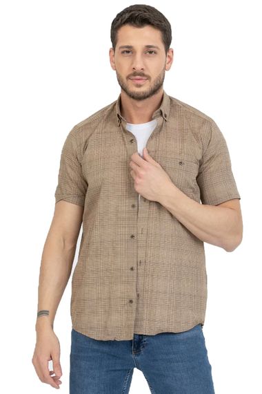 Varetta Men's Brown Cotton Short Sleeved Shirt with Pockets - photo 1