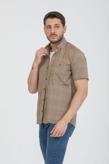 Varetta Men's Brown Cotton Short Sleeved Shirt with Pockets - photo 2