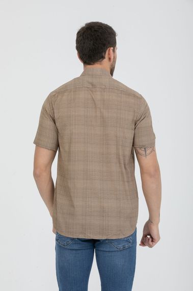 Varetta Men's Brown Cotton Short Sleeved Shirt with Pockets - photo 3