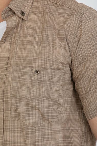 Varetta Men's Brown Cotton Short Sleeved Shirt with Pockets - photo 4