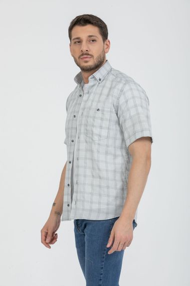 Varetta Men's Gray Cotton Short Sleeved Shirt With Pockets - photo 2