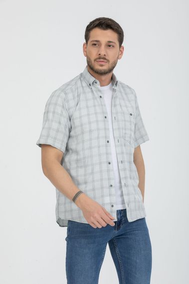 Varetta Men's Gray Cotton Short Sleeved Shirt With Pockets - photo 3