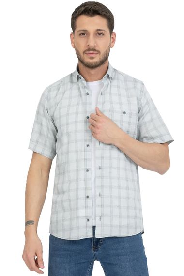 Varetta Men's Gray Cotton Short Sleeved Shirt With Pockets - photo 1