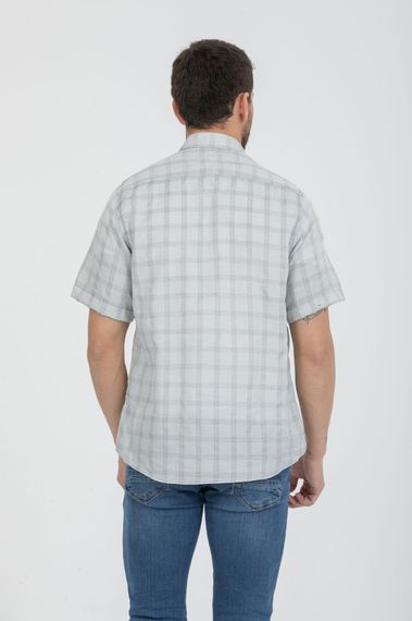 Varetta Men's Gray Cotton Short Sleeved Shirt With Pockets - photo 4