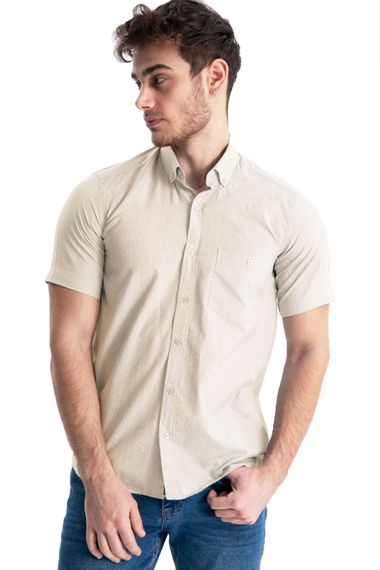 Varetta Men's Beige Short Sleeved Summer Shirt with Pocket - photo 2