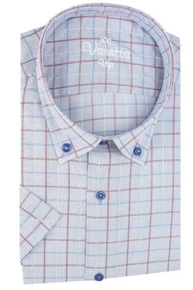 Varetta Men's Blue Large Size Checkered Short Sleeved Summer Shirt - photo 1