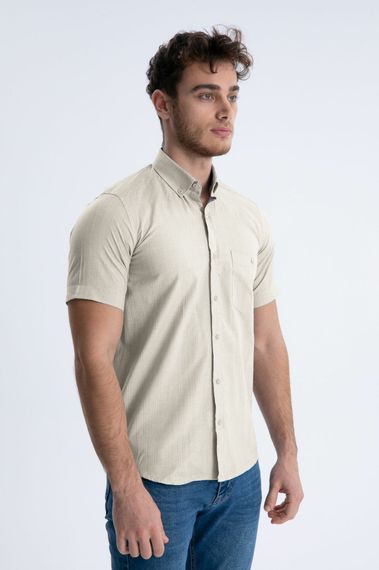 Varetta Men's Beige Short Sleeved Summer Shirt with Pocket - photo 3