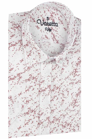 Varetta Men's Claret Red Printed Short Sleeve Shirt with Pocket - photo 1