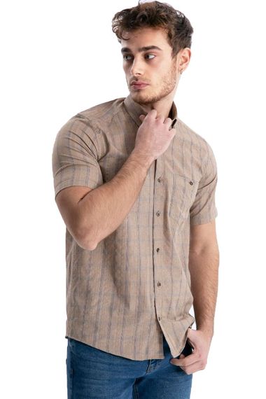 Varetta Men's Brown Seersucker Short Sleeve Shirt - photo 1