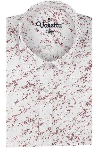 Varetta Men's Claret Red Printed Short Sleeve Shirt with Pocket - photo 4