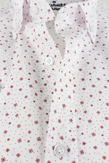 Varetta Men's Claret Red Printed Short Sleeve Shirt with Pocket - photo 4