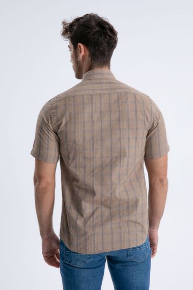 Varetta Men's Brown Seersucker Short Sleeve Shirt - photo 3