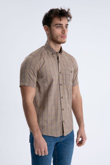 Varetta Men's Brown Seersucker Short Sleeve Shirt - photo 2