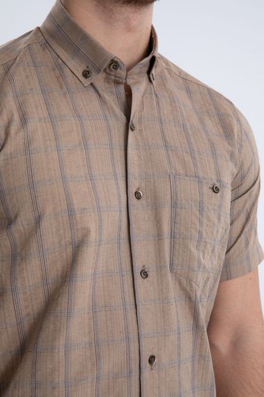 Varetta Men's Brown Seersucker Short Sleeve Shirt - photo 4