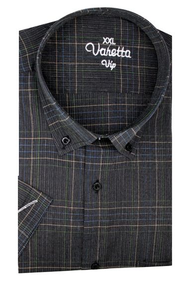 Varetta Men's Black Plus Size Checkered Short Sleeved Summer Shirt - photo 2