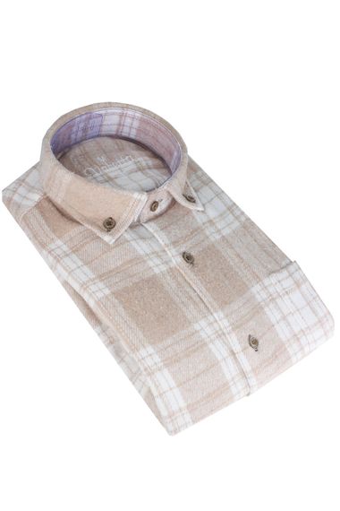 Varetta Men's Beige Thick Winter Pocketed Lumberjack Shirt - photo 1