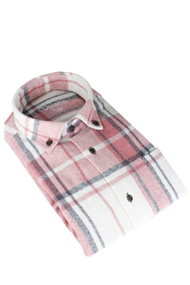 Varetta Men's Pink Thick Winter Pocketed Lumberjack Shirt - photo 1