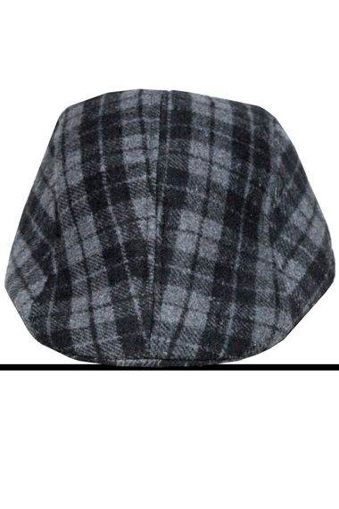 Varetta Men's Cap Winter Gray Checkered Plaid Foldable Ear Hat - photo 3