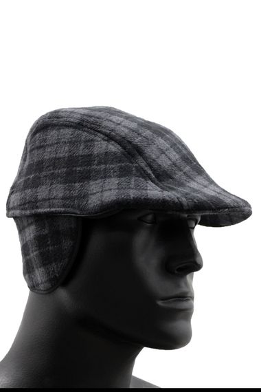 Varetta Men's Cap Winter Gray Checkered Plaid Foldable Ear Hat - photo 2