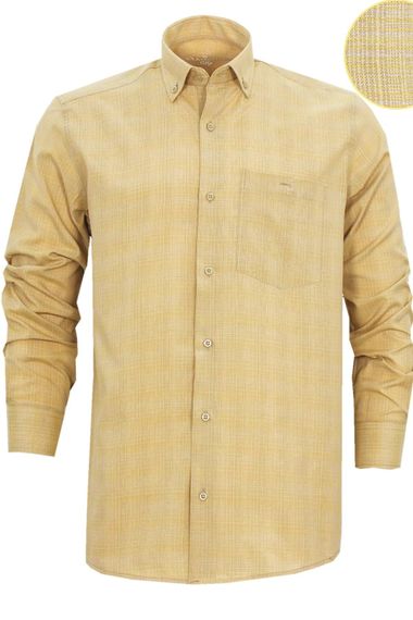 Varetta Men's Mustard Yellow Plus Size Long Sleeve Collar Buttoned Shirt - photo 1