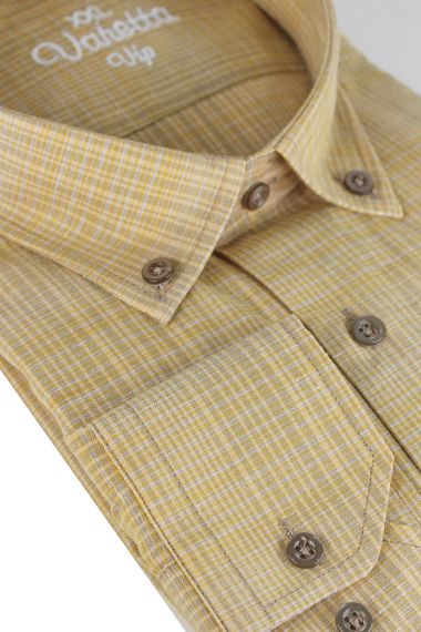 Varetta Men's Mustard Yellow Plus Size Long Sleeve Collar Buttoned Shirt - photo 4