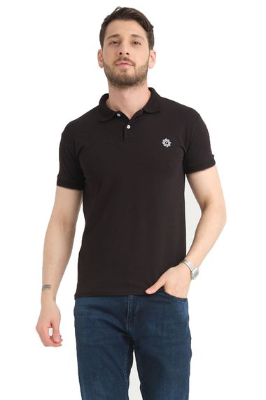 Varetta Erkek Siyah Pamuklu Polo Yaka Kısa Kollu T shirt