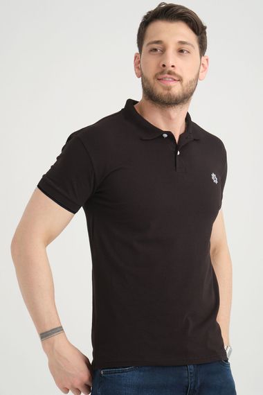 Varetta Erkek Siyah Pamuklu Polo Yaka Kısa Kollu T shirt