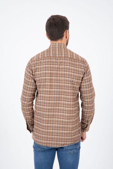 Varetta Men's Brown Striped Winter Pocketed Long Sleeve Classic Cut Shirt - photo 3