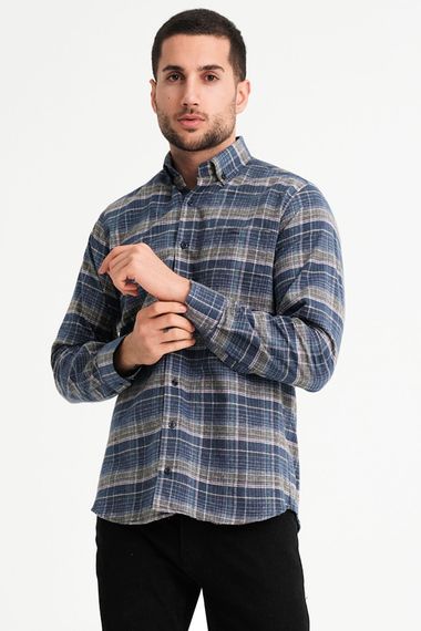 Varetta Men's Blue Winter Classic Cut Shirt with Pockets - photo 1