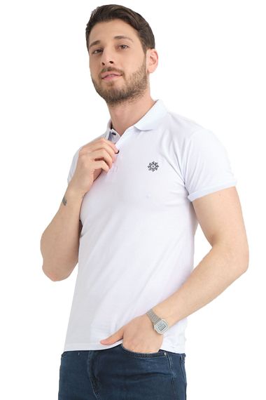 Varetta Erkek Beyaz Pamuklu Polo Yaka Kısa Kollu T shirt - photo 2