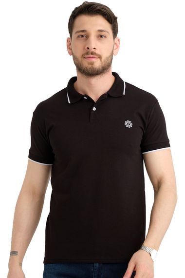 Varetta Erkek Siyah Pamuklu Polo Yaka Kısa Kollu T shirt - photo 1