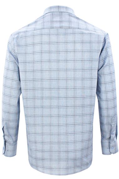 Varetta Men's Light Blue Classic Cut Collar Buttoned Single Pocket Check Shirt - photo 3