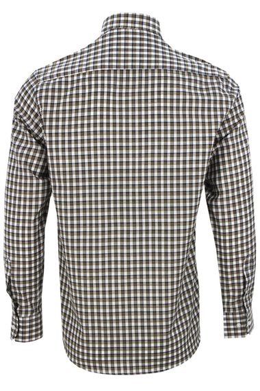 Men's Green Long Sleeve Checkered Classic Fit Collar Buttoned Pocket Shirt - photo 4