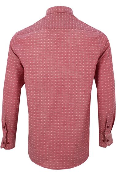 Men's Pink Classic Cut Single Pocket Long Sleeve Checkered Shirt - photo 4