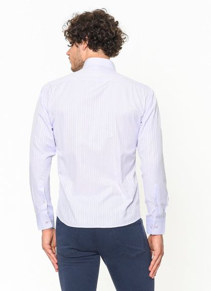 Men's Slim Fit Lilac Patterned Long Sleeve Shirt - photo 4