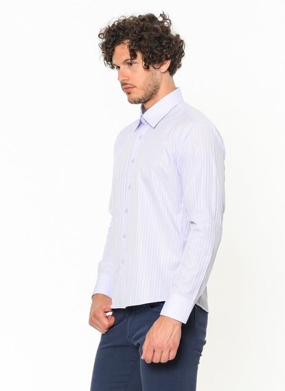 Men's Slim Fit Lilac Patterned Long Sleeve Shirt - photo 3