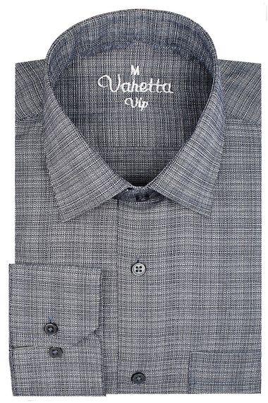 Men's Navy Blue Checkered Classic Cut Long Sleeve Single Pocket Collar Buttoned Shirt - photo 1