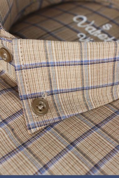 Varetta Men's Brown Checked Long Sleeve Classic Cut Collar Buttoned Shirt - photo 2