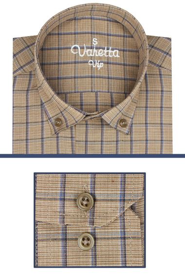 Varetta Men's Brown Checked Long Sleeve Classic Cut Collar Buttoned Shirt - photo 4