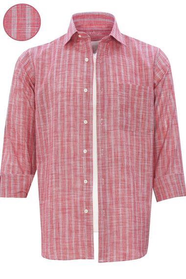 Men's Dried Rose Checkered Long Sleeve Classic Cut Shirt - photo 2